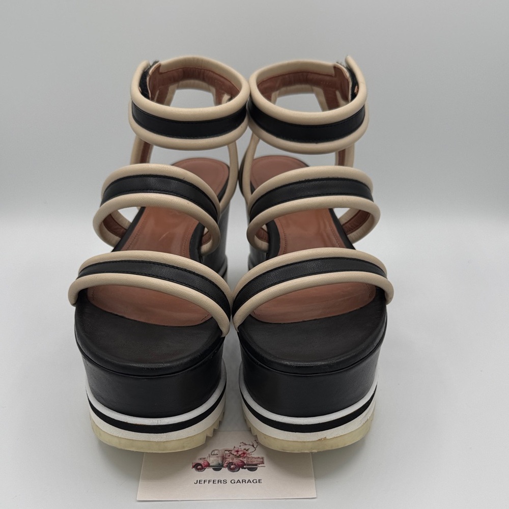 Sportmax Black and Cream Platform Sandals